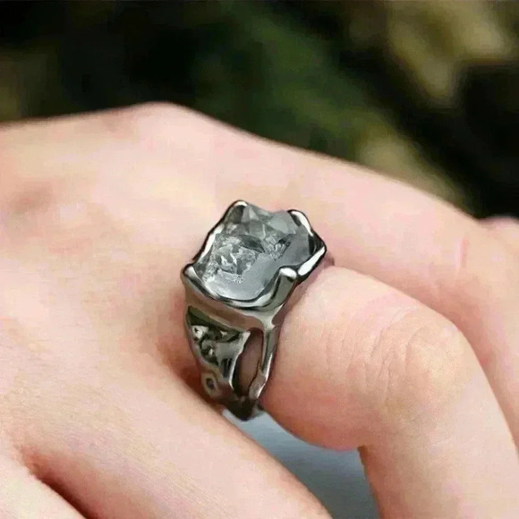Unisex Sterling Silver Smoky Quartz Ring - Picture 1 of 1